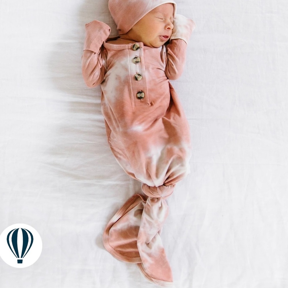 Lou Lou and Company Knotted Gown Newborn 0-3 Months Tie Dye Pink